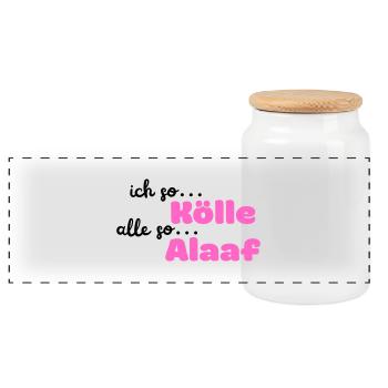 Kölle Alaaf - Panorama Keksdose mit Holzdeckel - Weiß - Vorne