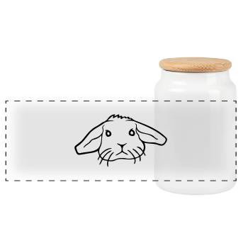 Lapin Lapin Rongeur Petit Animal Mignon - Boîte à biscuits avec couvercle en bois - blanc - Devant