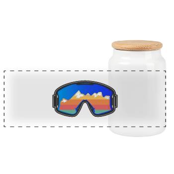Skibrille Skifahrer Vintage Design dunkel - Panorama Keksdose mit Holzdeckel - Weiß - Vorne