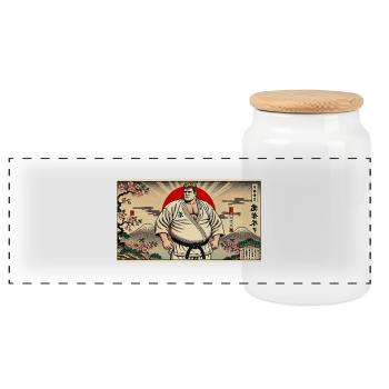 Karate MEISTER - Panorama Keksdose mit Holzdeckel - Weiß - Vorne