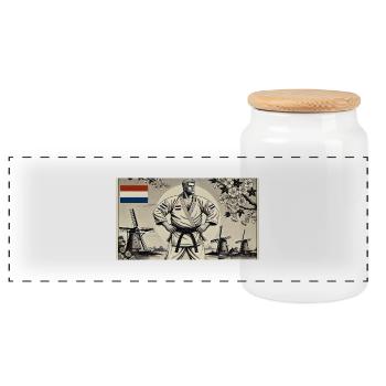Karaté Néerlandais MASTER - Boîte à biscuits avec couvercle en bois - blanc - Devant