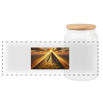 High Culture of the Future (D) - Panoramic Cookie Jar with Wooden Lid - white - Front