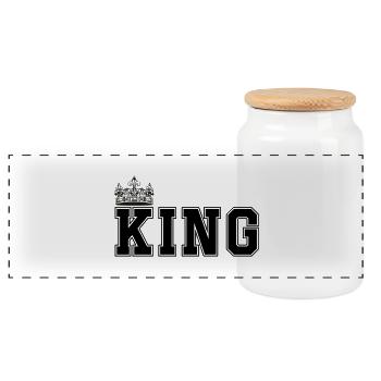 king - Panorama Keksdose mit Holzdeckel - Weiß - Vorne