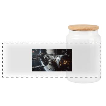 Perdu dans l’espace 1 1 - Boîte à biscuits avec couvercle en bois - blanc - Devant