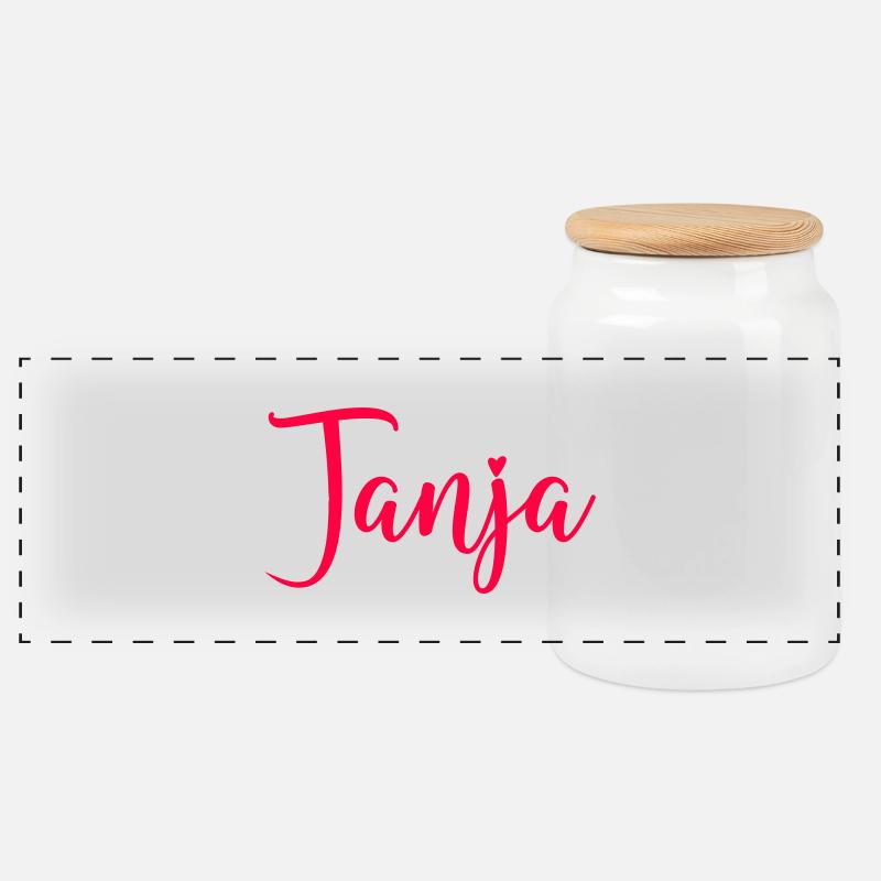 name tanja - Panorama Keksdose mit Holzdeckel - Weiß