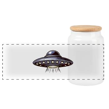 ufo - Panorama Keksdose mit Holzdeckel - Weiß - Vorne