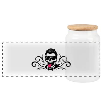 Skull Groom Jga - Panoramic Cookie Jar with Wooden Lid - white - Front