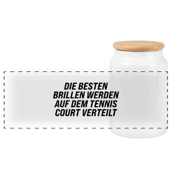 Tennis Brille - Panorama Keksdose mit Holzdeckel - Weiß - Vorne