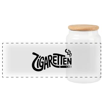 Cigarettes - German Memes - Panoramic Cookie Jar with Wooden Lid - white - Front