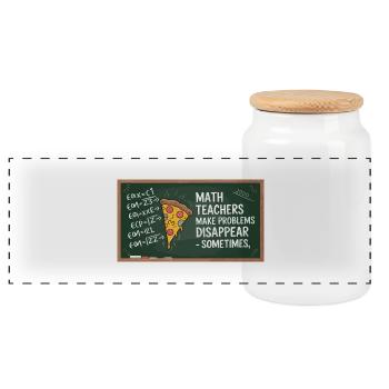 Professeur de mathématiques drôle Conception Pizza et résolution de problèmes - Boîte à biscuits avec couvercle en bois - blanc - Devant