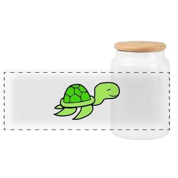 Tortue d’eau mignonne mignonne nageant joyeusement - Boîte à biscuits avec couvercle en bois - blanc - Devant