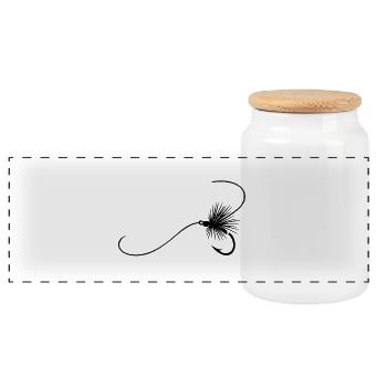 Fly Fishing Angler Gone Fishing - Panoramic Cookie Jar with Wooden Lid - white - Front
