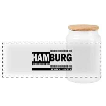 HAMBOURG - code-barres - Boîte à biscuits avec couvercle en bois - blanc - Devant