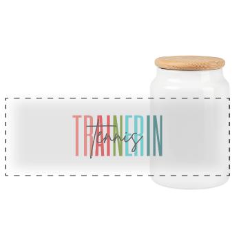 Trainerin Tennis Tennistrainerin Geschenk - Panorama Keksdose mit Holzdeckel - Weiß - Vorne