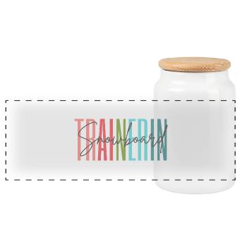 Trainerin Snowboard Snowboardtrainerin Geschenk - Panorama Keksdose mit Holzdeckel - Weiß - Vorne