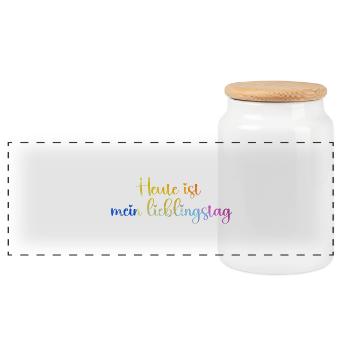 heute_ist_mein_lieblingstag_bunt_miz_herz_ - Panorama Keksdose mit Holzdeckel - Weiß - Vorne