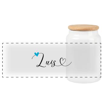 Luis Nom Prénom Calligraphie Coeur - Boîte à biscuits avec couvercle en bois - blanc - Devant