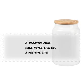 Motivational saying English - Panoramic Cookie Jar with Wooden Lid - white - Front