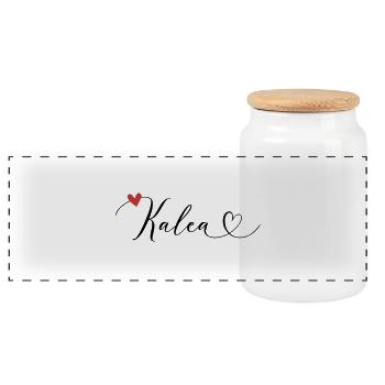 Kalea Nom Prénom Calligraphie Coeur - Boîte à biscuits avec couvercle en bois - blanc - Devant