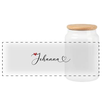 Johanna Nom Prénom Calligraphie coeur - Boîte à biscuits avec couvercle en bois - blanc - Devant