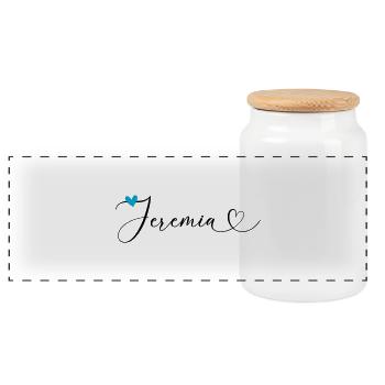 Jérémie Nom Prénom Calligraphie Coeur - Boîte à biscuits avec couvercle en bois - blanc - Devant