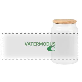 Vatermodus Aktiviert Lustiger Vater Papa Spruch - Panorama Keksdose mit Holzdeckel - Weiß - Vorne