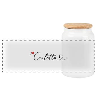 Carlotta Nom Prénom Calligraphie Coeur - Boîte à biscuits avec couvercle en bois - blanc - Devant