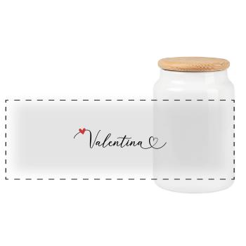 Valentina Nom Prénom Calligraphie Coeur - Boîte à biscuits avec couvercle en bois - blanc - Devant