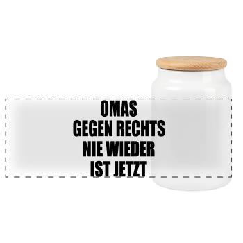 Omas gegen rechts - Panorama Keksdose mit Holzdeckel - Weiß - Vorne