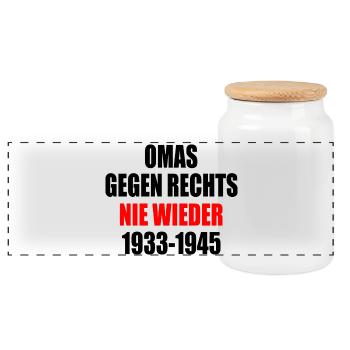 Omas gegen rechts - Panorama Keksdose mit Holzdeckel - Weiß - Vorne