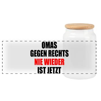 Omas gegen rechts - Panorama Keksdose mit Holzdeckel - Weiß - Vorne