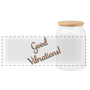 Bonnes vibrations - Boîte à biscuits avec couvercle en bois - blanc - Devant