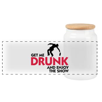 Donnez-moi l alcool et profiter du spectacle! - Boîte à biscuits avec couvercle en bois - blanc - Devant