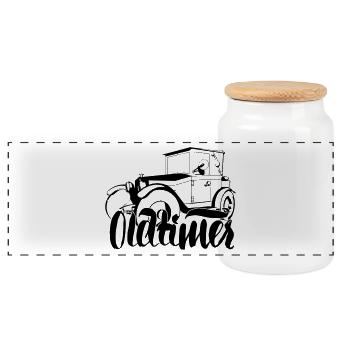 Oldtimer - Boîte à biscuits avec couvercle en bois - blanc - Devant