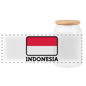 Nationalflagge von Indonesien - Panorama Keksdose mit Holzdeckel - Weiß - Vorne