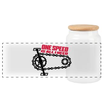One Speed is all I need - Singelspeed - Panoramic Cookie Jar with Wooden Lid - white - Front
