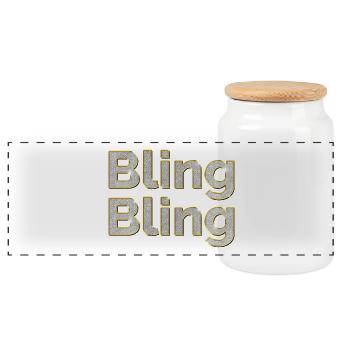 Bling Bling - Panoramic Cookie Jar with Wooden Lid - white - Front