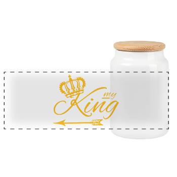 flèche Style de luxe à gauche de MY KING (toutes les couleurs) - Boîte à biscuits avec couvercle en bois - blanc - Devant