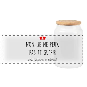 non je ne peux pas te guérir infirmière - Boîte à biscuits avec couvercle en bois - blanc - Devant