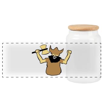 Viking Man Gift Strong Axe Beard Idea Earlier - Panoramic Cookie Jar with Wooden Lid - white - Front