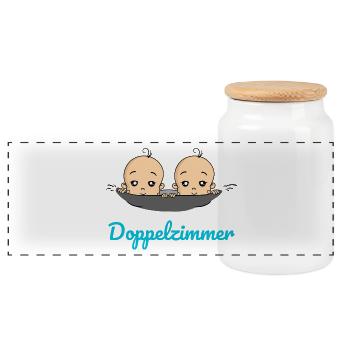 Doppelzimmer Baby Zwillinge Schwangerschaft - Panorama Keksdose mit Holzdeckel - Weiß - Vorne
