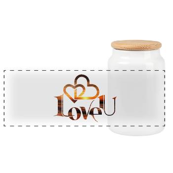 Amour Logo couple romantique coucher de soleil - Boîte à biscuits avec couvercle en bois - blanc - Devant