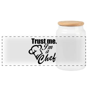 Trust me im a chef / Trust me, I'm a chef - Panoramic Cookie Jar with Wooden Lid - white - Front