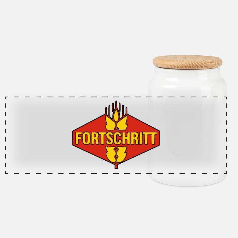 Fortschritt schwarz-rot-gold - Panorama Keksdose mit Holzdeckel - Weiß