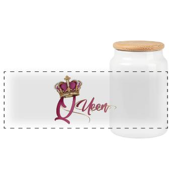 La reine - Boîte à biscuits avec couvercle en bois - blanc - Devant