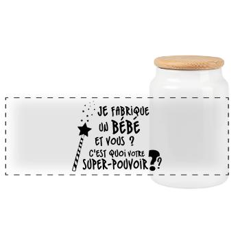 je fabrique un bebe - Boîte à biscuits avec couvercle en bois - blanc - Devant
