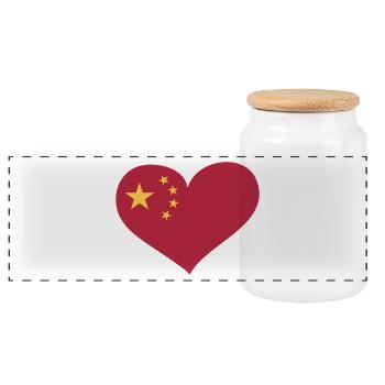 China Herz; Heart China - Boîte à biscuits avec couvercle en bois - blanc - Devant