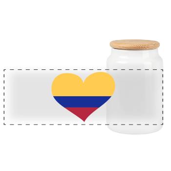 Kolumbien Herz; Heart Colombia - Panorama Keksdose mit Holzdeckel - Weiß - Vorne