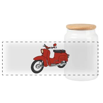 Swallow (Ibizarot) - Panoramic Cookie Jar with Wooden Lid - white - Front