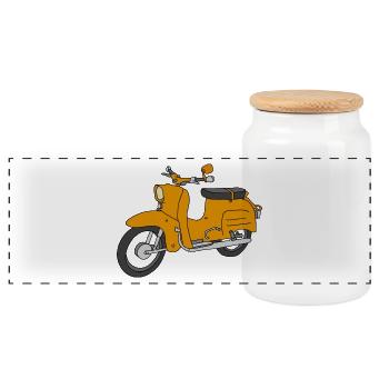 Swallow (saharabraun) - Panoramic Cookie Jar with Wooden Lid - white - Front